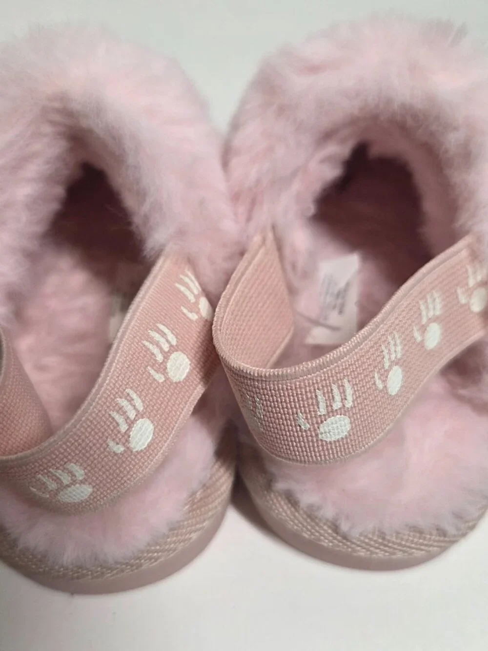 BearPaw Baby Toddler size 4 PINK suede and fur slip on shoes strap Girls